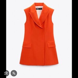Zara Vibrant Orange Sleeveless Blazer